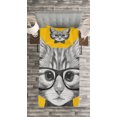thumbnail image 3 of Ambesonne Animal Quilted Bedspread Set 2 Pcs, Hipster Kitten Cat, Twin Size, Mustard Grey, 3 of 3
