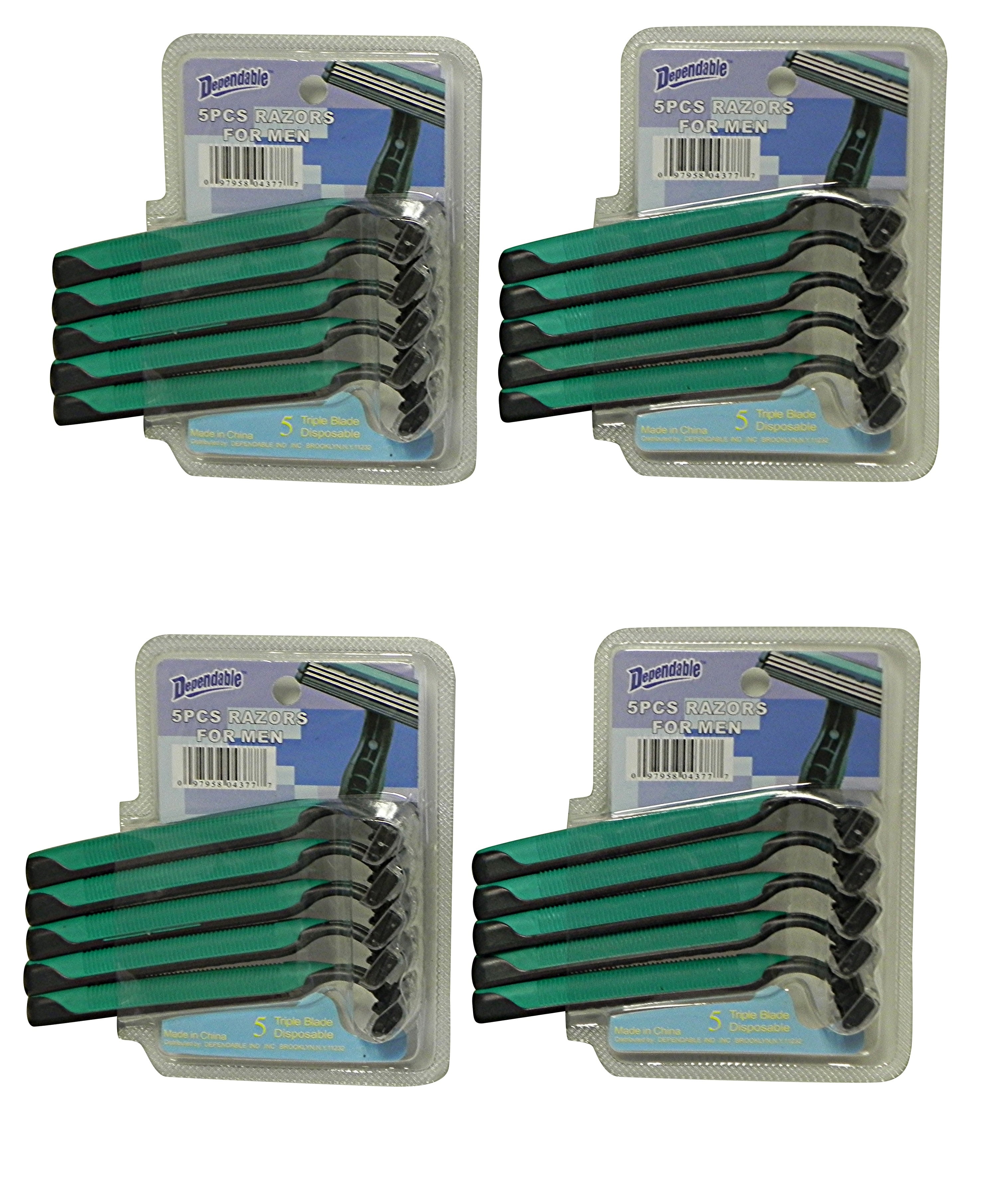 4 Packs of 5 Triple Blade Disposable Razors for Men 20 Total Razors Promotional Quality