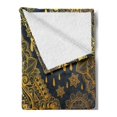 thumbnail image 2 of Mandala Soft Flannel Fleece Throw Blanket, Bohemian Paisley Ornament Tattoo Vintage Design Print, Cozy Plush for Indoor and Outdoor Use, 60" x 80", Charcoal Grey Mustard, by Ambesonne, 2 of 5