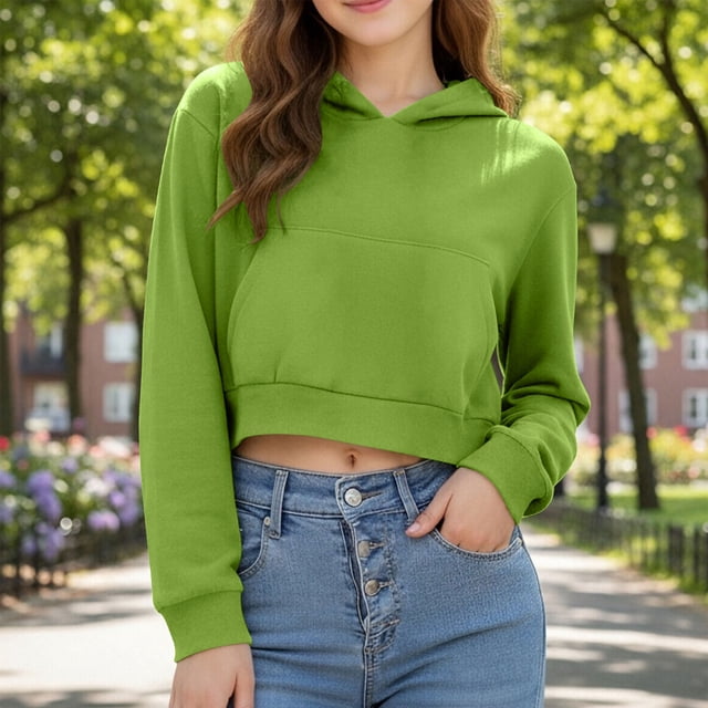 Sudadera con capucha corta con cremallera y manga larga para niñas, informal, con bolsillos, para niñas de 4 a 12 años