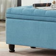 thumbnail image 6 of 45"L Storage Ottoman with Tufted Buttons,Upholstered Linen Fabric Storage Bench with Wooden Legs,Rectangular Storage Chest for Living Room, Bedroom, Entryway,Light Blue, 6 of 8