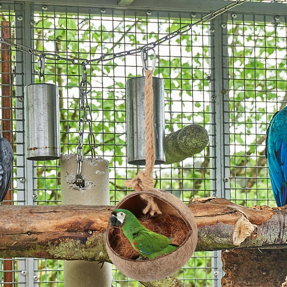 PAMINGONO Nesting Coconuts Shell Hanging Swing Parrot Hideout Multi 1Pack
