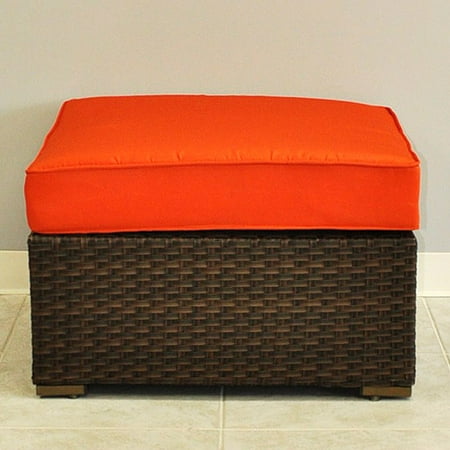 Aventura Wicker Ottoman, Orange