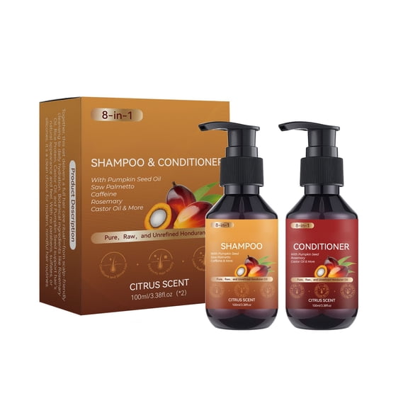 Hair Care Products Shampoo Conditioner Bundle Okaga Shower Set With Aloe Leaf Saw Palmetto Caffeine Biotin Jojoba Pumpkin Castor 200ml