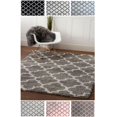 Super Area Rugs, Cozy Plush White & Blue Trellis Shag Rug, 5' x 7' 2