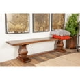 thumbnail image 3 of DecMode Mango Wood Turned Bench with Parquet Inlay, Brown, 3 of 11