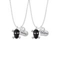 thumbnail image 1 of Delight Jewelry Silvertone Large Black Resin Skull with AB Crystals Mother & Daughter Heart Necklaces (Set of 2), 19"+2", 1 of 4