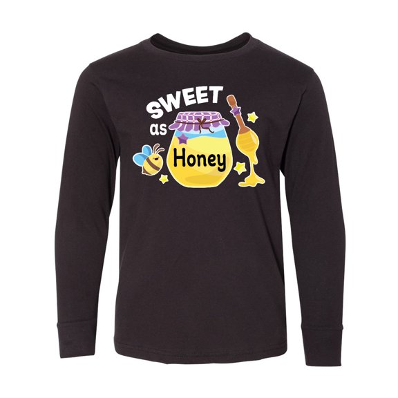Inktastic Sweet as Honey with Honey Jar and Bee Long Sleeve Youth T-Shirt