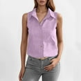 thumbnail image 3 of Tank Tops for Women Lightweight Cotton Linen Button Down Collared Sleeveless Shirt Dressy Casual Work Shirts, 3 of 7