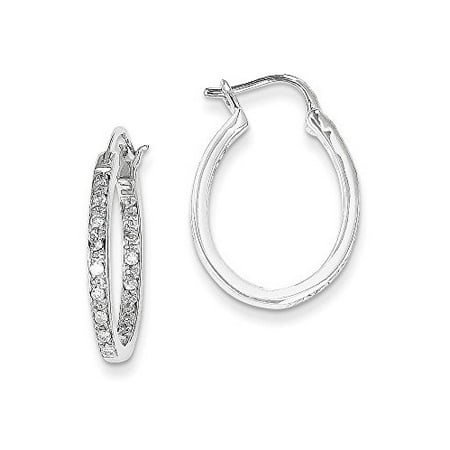 14K White Gold Diamond Oval In and Out Hoop Earrings (0.31 CTTW, G-I Color, I1-I2