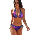 thumbnail image 1 of Colorful Leaf Bikini Swimsuit Palm Tree Swimwear Sexy Push Up Stylish Bikini Set Rave High Cut Design Biquini, 1 of 5