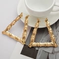 thumbnail image 3 of ruhuadgb 1 Pair Exaggerated Women Ear Hoop Hollow Out Polished Bamboo Joint Alloy Electroplated Ear Decoration Jewelry Lady Prom Party Hanging Earring, 3 of 8
