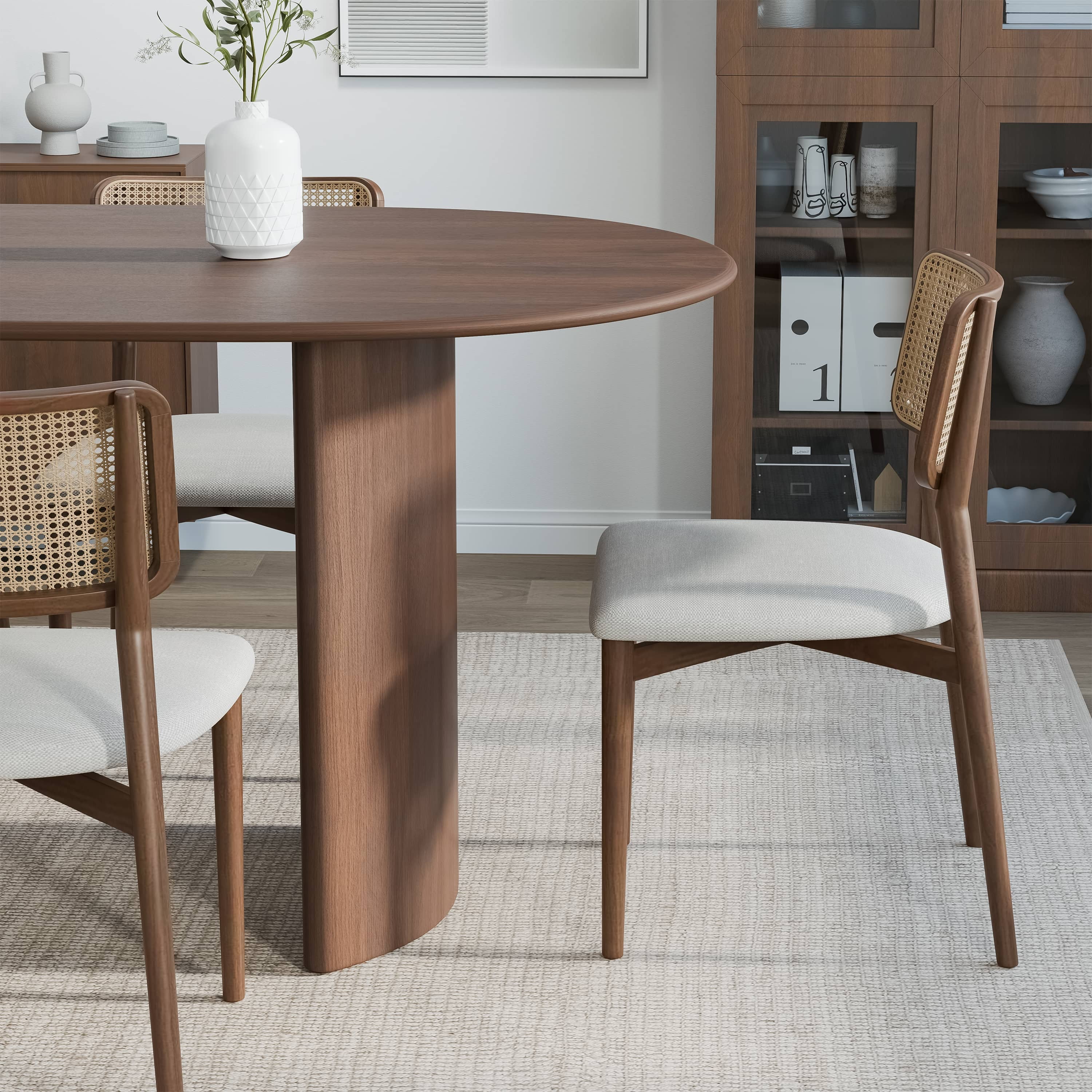 Haiden 79"x33.5" Soild Wood Dining Table Oval Kitchen Table, Walnut