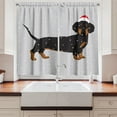 thumbnail image 2 of Ambesonne Dachshund Kitchen Curtains, Dog Wears Xmas Hat Snow, 55"x39", Grey Dark Grey, 2 of 3