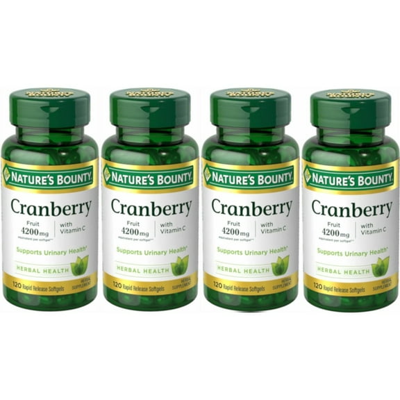 Nature's Bounty 4200Mg W/ Vitamin C Treat Urinary Health, Cranberry, 120Ct, 4-Pack