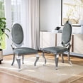 thumbnail image 2 of Luxury Dining Chairs Set of 6, Oval Back Velvet Upholstered Chairs with Stainless Steel Cabriole Legs, Dining Chairs for Kitchen, Living Room, Office, 2 of 7