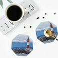 thumbnail image 5 of Pofeuu Lighthouse On The Waters Print Leather Coasters Set of 6, Round Cups Mugs Mat Pad for Home Kitchen Heat Resistant Drink Coasters,Octagon, 5 of 7