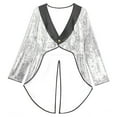 thumbnail image 5 of TiaoBug Woman's Magician Costume Tailcoat Tuxedo Jacket Sequins Long Sleeve Coat Circus Blazer Silver L, 5 of 6