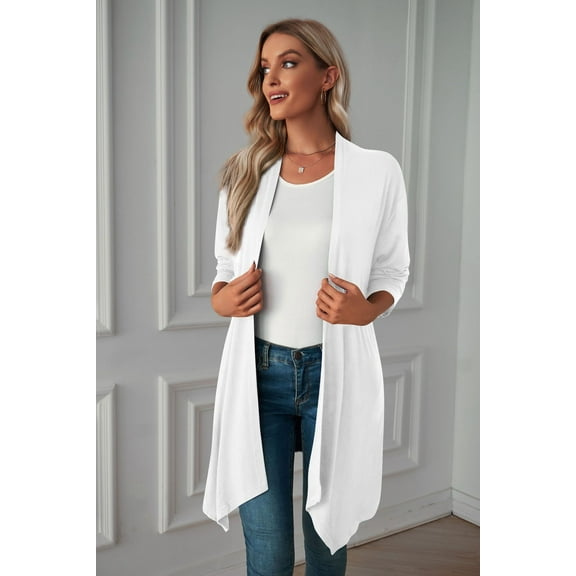 Women's Solid Color Long Sleeve Cardigan Jacket Long Top