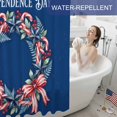 thumbnail image 6 of Independence Day Shower Curtain, 48" x 72", U. S. Flag Candy Cane Blue Fern Bow Wreath Stripes Waterproof Bathroom Curtain Washable Shower Curtain Set with 12 Hooks, 6 of 9