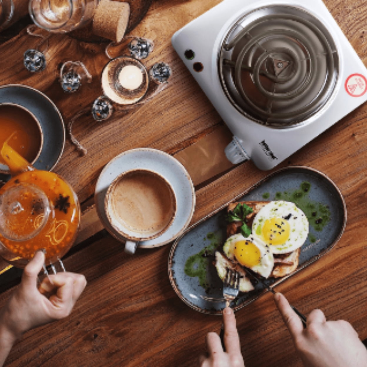 Portable Single Burner Hot Plate with Non Slip Feet