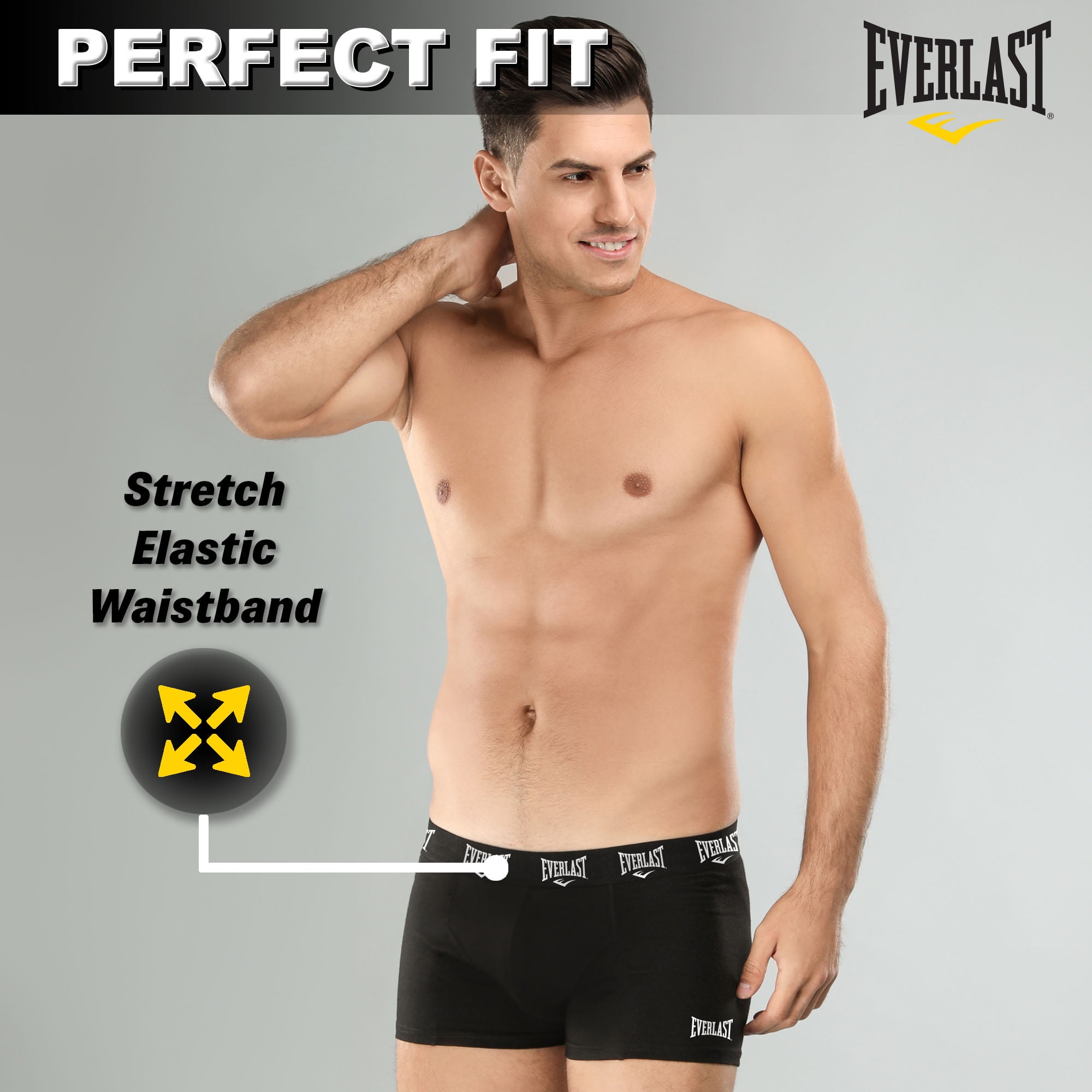 Everlast Men’s Trunks Breathable Cotton Underwear Boxers for Men, Black Medium 6-Pack