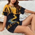 thumbnail image 4 of Fotbe Sunset River Pine Trees Print Pajama Set for Women 2 Piece Loungewear Short Sleeve Tops and Shorts Set Soft Sleepwear-XX-Large, 4 of 7