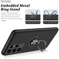 thumbnail image 5 of Case for Samsung Galaxy S21 Ultra 5G, [Built-in Camera Cover] Military Shockproof Phone Case Cover with Embedded Metal Ring Stand Kickstand [Support Magnetic Car Holder] for S21 Ultra, Black, 5 of 13