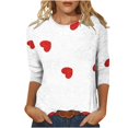 thumbnail image 2 of SDNall Mode Femmes T-shirt Imprimé Mi-Longueur Manches 3/4 Blouse Col Rond Hauts Décontractés, 2 of 9