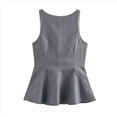 thumbnail image 3 of Camiseta Sin Mangas con Lazo en la Espalda y Falda A la Cintura para Mujer Gris M, 3 of 9