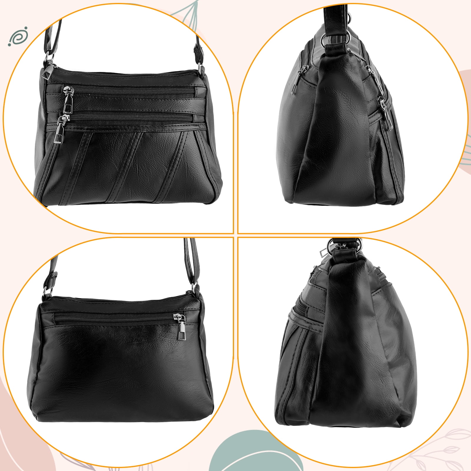 Women's Purse for Bag Soft PU Leather Shoulder Bag Women's Handbag Handle Satchel, Black