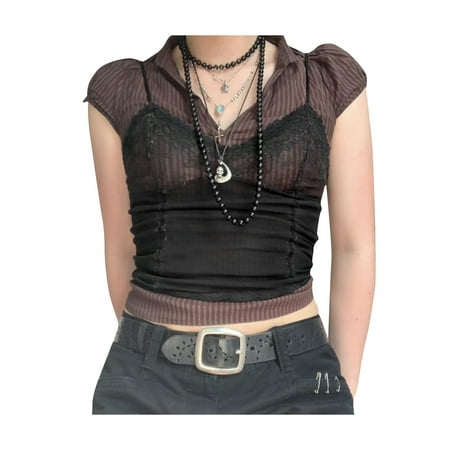 

LSFYSZD Women Mesh Lace Cami Crop Top Bustier Corset Tops Vintage See Through Cover-ups Fairycore Grunge Sleeveless Corset Tee