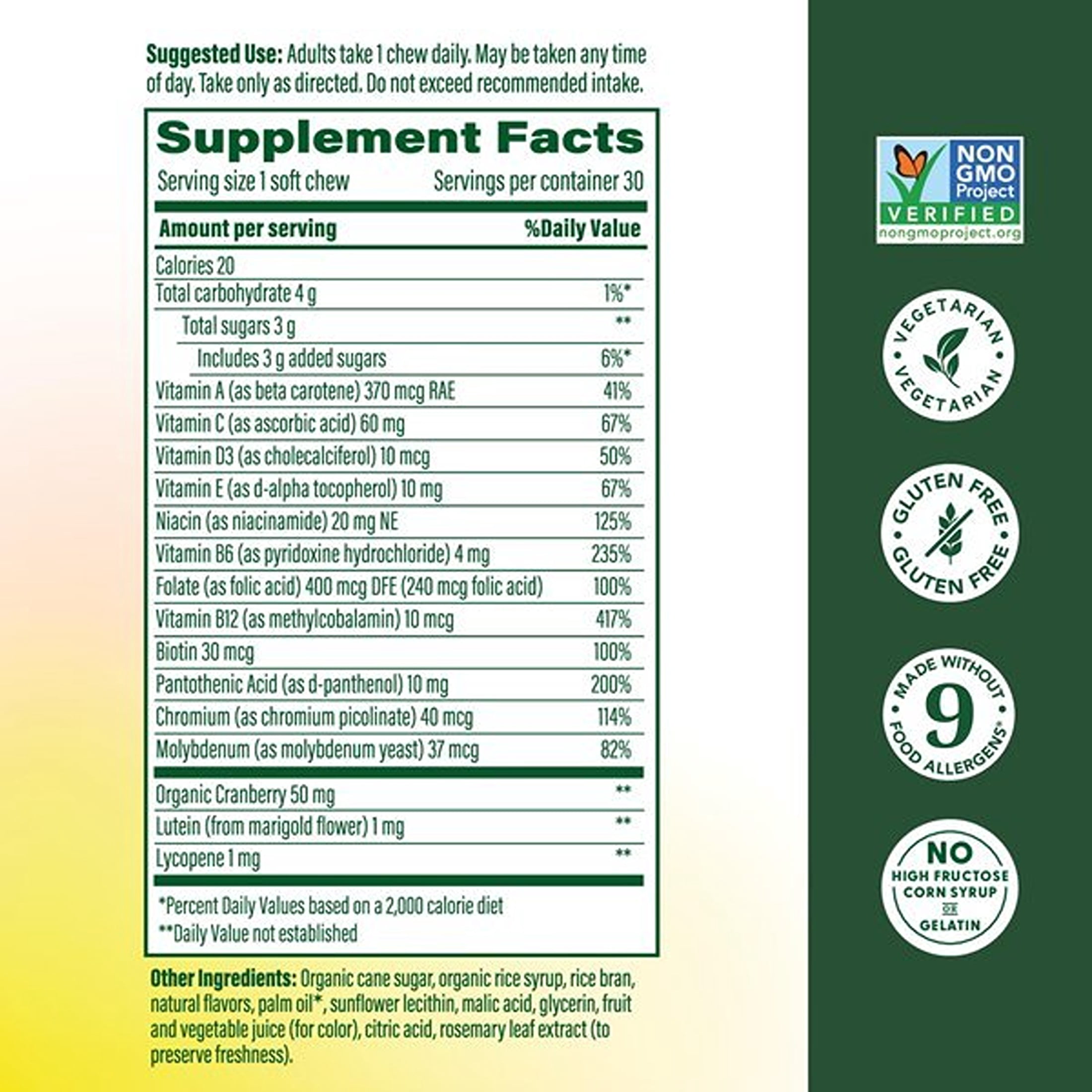 MegaFood Women's One Daily Multivitamin Chews - with B Vitamins & D3 - 30 Servings, 2 Pk