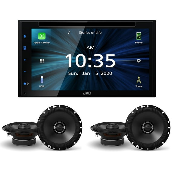 JVC KW-V660BT 6.8" Touchscreen Receiver Compatible with Apple CarPlay & Android Auto Bundled with Two Pairs of S-S65 6.5" Coaxial Speakers