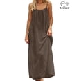 thumbnail image 2 of Backless Lounge Dress for Women Casual Linen Low Back House Dresses Sleeveless Backless Dress, 2 of 5