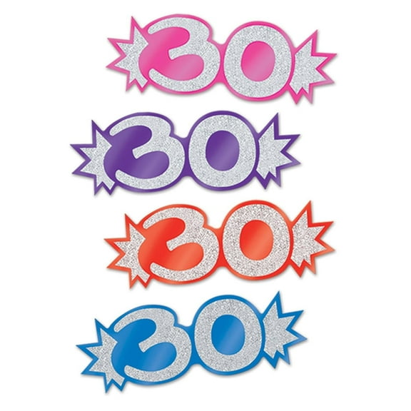 192 Pack Beistle 30th Birthday Party Mini Glittered Foil Cutouts