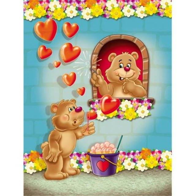 Carolines Treasures APH3815CHF Teddy Bear Romeo & Juliet Love Flag Canvas House Size