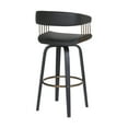 thumbnail image 6 of Topanga 26" Swivel Black Wood Counter Stool in Black Faux Leather with Golden Bronze Metal, 6 of 11