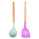 thumbnail image 1 of Juego de utensilios de madera de bambú del utensilio de cocina del silicón 2pcs - sistema del utensilio del silicón - utensilios de cocina del silicón SE del utensilio, 1 of 5