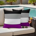 thumbnail image 4 of Modern Striped Outdoor Waterproof Pillow Covers, Minimalist Geometric Black Purple Decorative Square Throw Pillowcase Sofa Cushion Sham for Patio/Couch/Chair, 16"x16" 2 Pack, 4 of 8