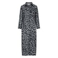 thumbnail image 4 of QLEICOM Women's Casual Turn-down Collar Shirt Dresses Long Sleeve Button Down Long Dress Bohemian Floral Mid Waist Dress with Pockets Summer Beachwear Temperament Maxi Dress Dark Gray S, 4 of 5