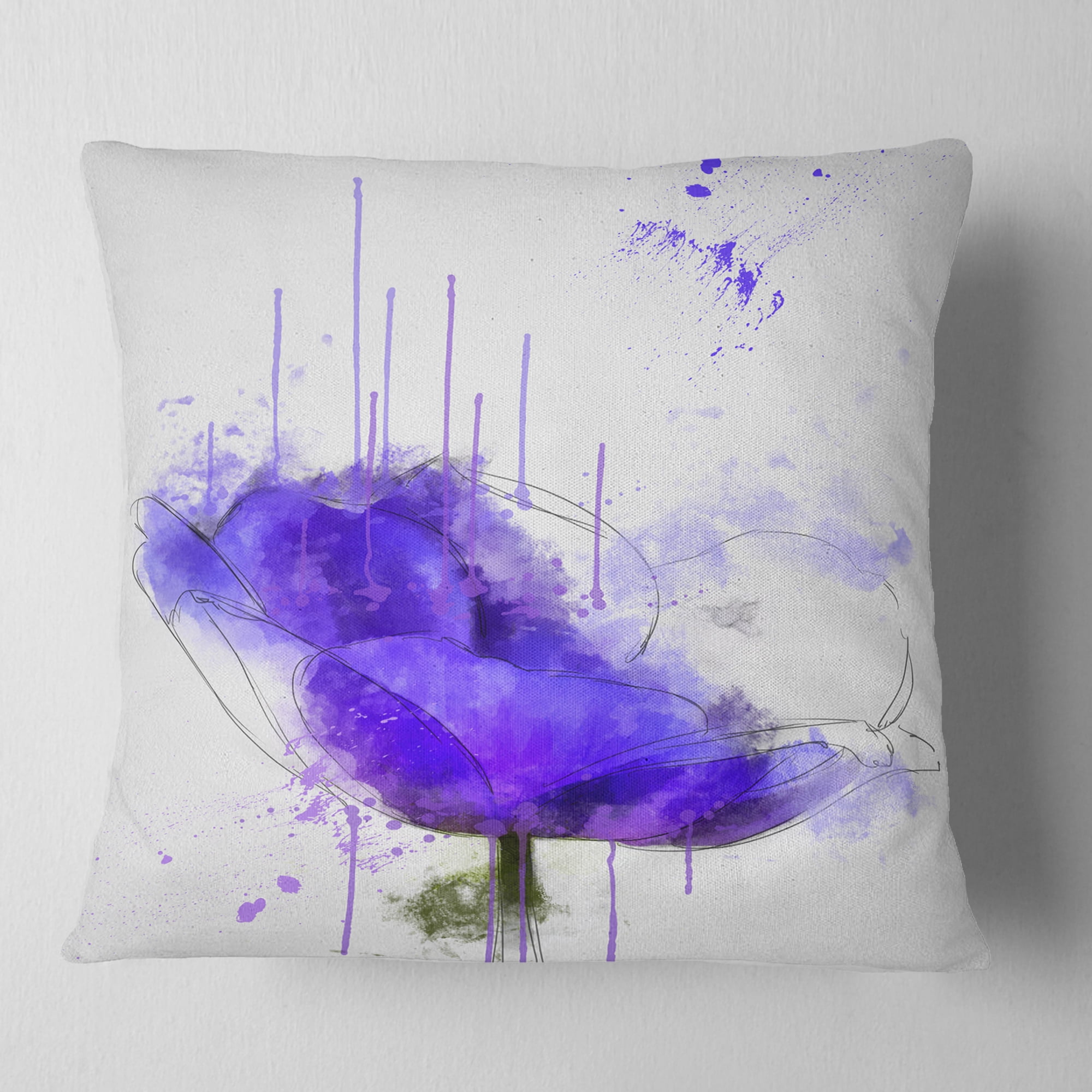 Designart Bright Blue Anemone Watercolor - Flowers Throw Pillowwork - 16x16