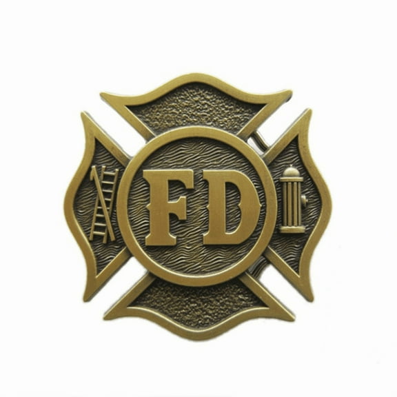 Western Men Zinc alloy Leather Belt Buckle Firefighter Dept Hero shape Pattern