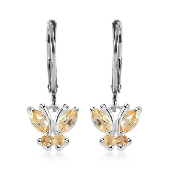 Yellow Citrine Butterfly Dangle Earrings for Women Jewelry 925 Sterling Silver Birthstone Jewelry Lever Back Women Iolite Ct 0.5 Birthday Christmas Gifts