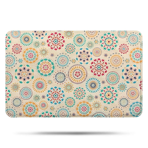 Multicolor Ethnic Floral Pattern Bathroom Rugs Mat,Non Slip Microfiber Bathroom Rug,Rubber Backing,Soft Bathroom Mats for Bathroom Floor,Tub and Shower,17x27in(43x68cm)
