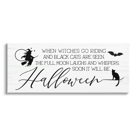 Stupell Industries Halloween Season Phrase Holiday Painting Gallery Wrapped Canvas Print Wall Art, 24 x 10