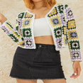 thumbnail image 2 of Cardigan en Maille pour Femmes à Imprimé Carré à Manches Longues, 2 of 9