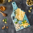 thumbnail image 5 of Modern Cutting Board, Mosaic Grid Pattern Pixel Art Digital Design Graphic Squares Illustration, Tempered Glass Cutting and Serving Board, Wine Bottle Shape, Lime Green Aqua White, by Ambesonne, 5 of 5