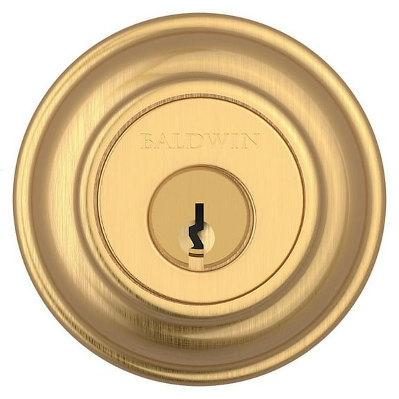 Open Box Baldwin Sc.Trd Traditional Round Single Cylinder Keyed Entry Deadbolt - Brass