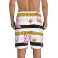 thumbnail image 3 of Daiia Gold Glittering Hearts and Flamingos Mens Woven Stretch Pajama Short,Short Pajama Pants-Small, 3 of 9